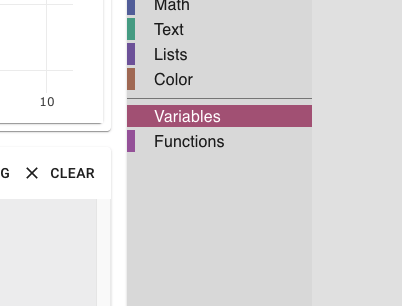 Screenshot of variables tab